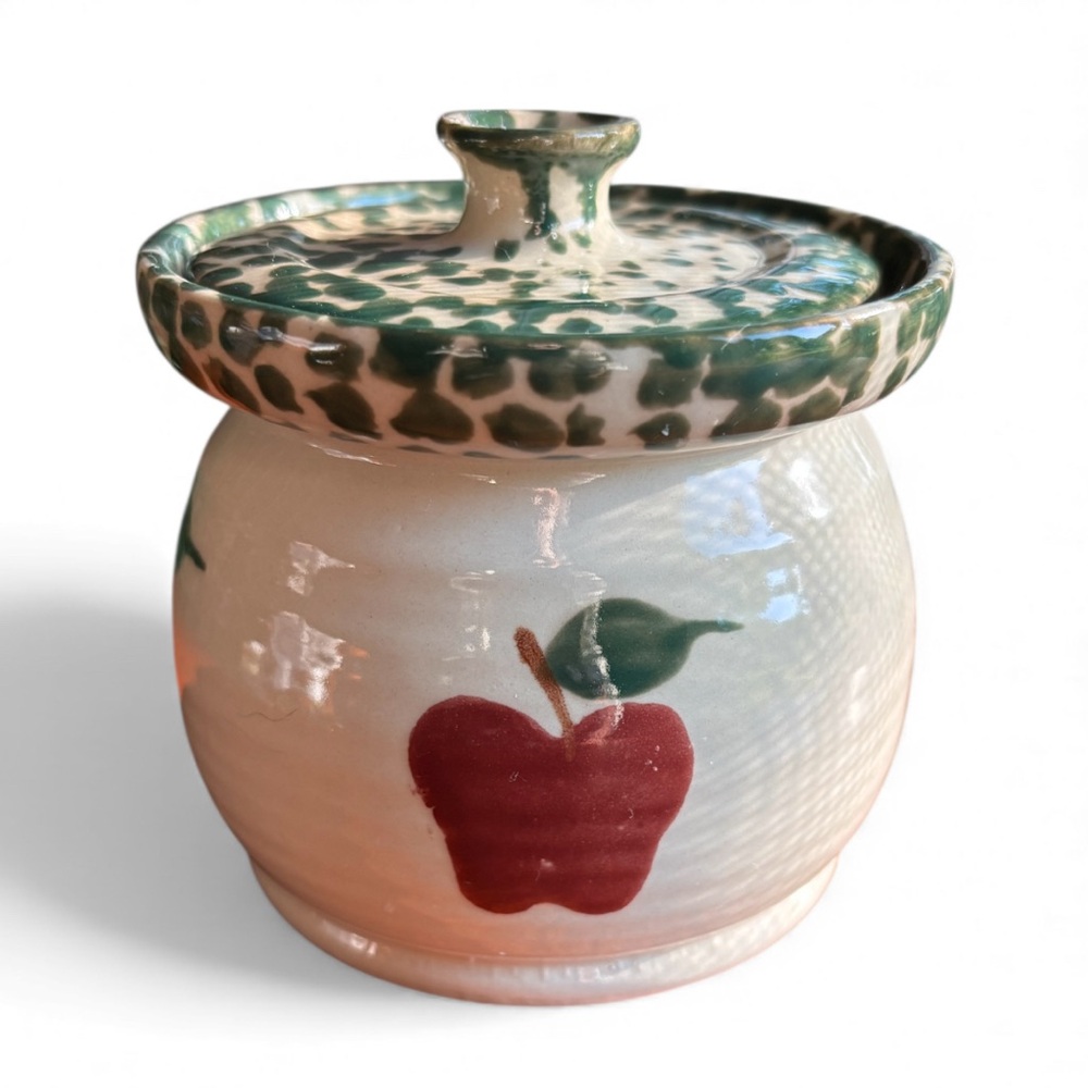 Vintage Apple Crock Sponge Ware Art Pottery Ceramic 4”